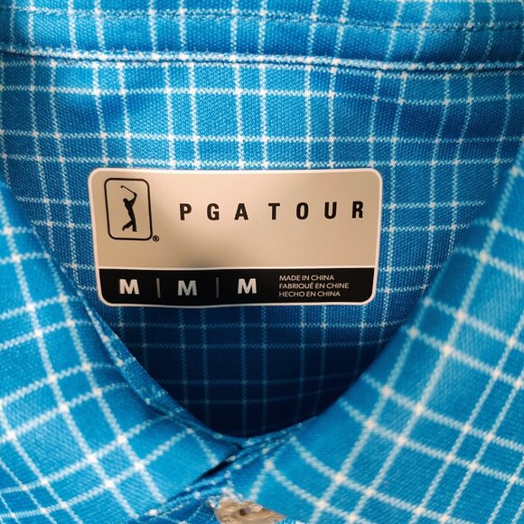 PGA Tour Men's Medium Pro Series Golf Plaid Polo NWT - Picture 4 of 9
